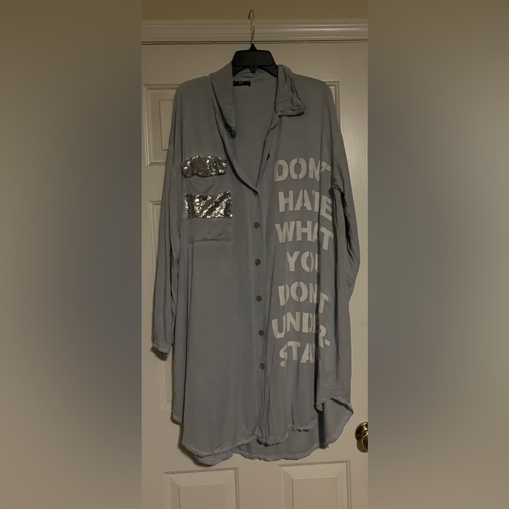 NT By Amati oversized blouse with statement lettering